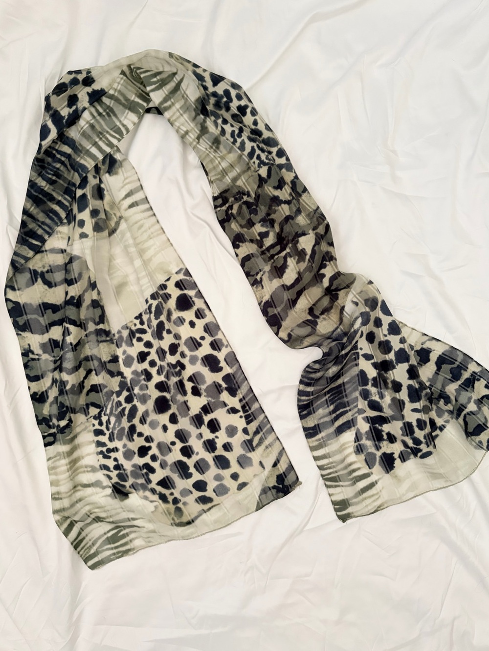 Leopard Print Lightweight Scarf - Neutral Tones